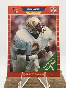 Tarjeta de novato 1989 NFL Pro Set Deion Sanders #486 Atlanta Falcons - Imagen 1 de 2
