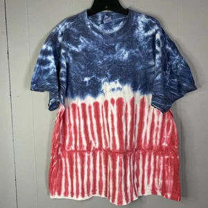 Vintage Tie Dye T-Shirt USA AOP Flagge rot weiß blau 4. Juli Herren XL Y2K 24x28 - Bild 1 von 4