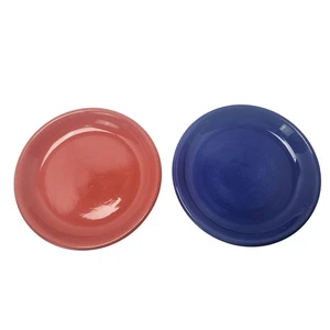 Pottery Barn bunte Servierschale flach Keramik Pastaschalen 2er Set kobaltblau koralle - Bild 1 von 10