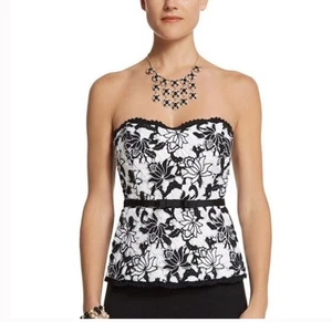 White House Black Market Floral Lace Strapless Bustier Top Peplum Size 10 - Picture 1 of 5