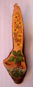 WILDBLUMEN HOLZPLATTE PLAKETTE - SEHR EINZIGARTIGE FORM - HANDBEMALT - Bild 1 von 1