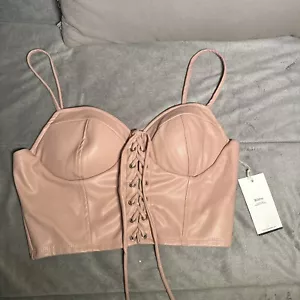 Blashe Faux Leather Pink/blush Zip-Up Corset Padded Bust Jr. Size Large - Picture 1 of 12
