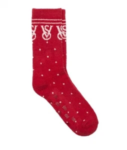 Victoria’s Secret marshmallow slipper grip socks red Christmas Valentine’s Day - Picture 1 of 2