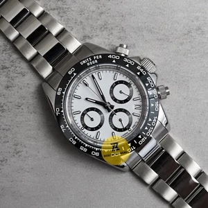 Custom Made 39mm Black White Panda Style Mod Watch w/ VK63 Chronograph Movement - Picture 1 of 7