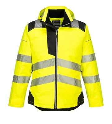 Portwest PW3 Pro Hi Vis Jacket - Modern Hooded Waterproof Warm Insulated Lining