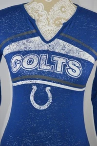 NFL Team Colts Girls Large 10-12 Blue Long Sleeve Light Semi Sheer V-Neck - Picture 1 of 7