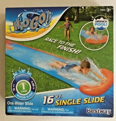 Tobogán acuático inflable H20 GO con piscina empapada tobogán acuático individual 16 pies Foto 1 de 4