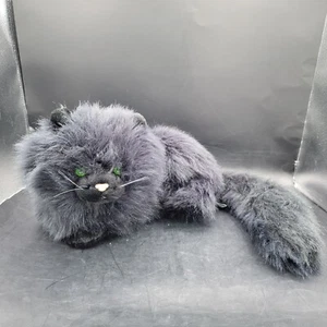 Vintage Plush Persian Cat NIKKI Russ Berrie Black Green Eyes Stuffed Animal - Picture 1 of 7