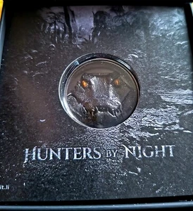 2oz Silber Palau Hunters by Night Caiman 2023 Ultra High Relief, Auflage 888... - Bild 1 von 5