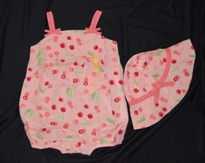 Gymboree SWEET CHERRIES Cherry Bubble Romper & Sun Hat Set NWT Sz 6-12 mo - Picture 1 of 5