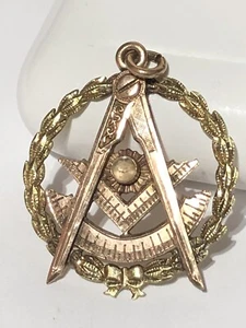 Vintage Freimaurer 10kt Gold mit graviertem Mondstein Anhänger - Datum 1944 - Bild 1 von 7