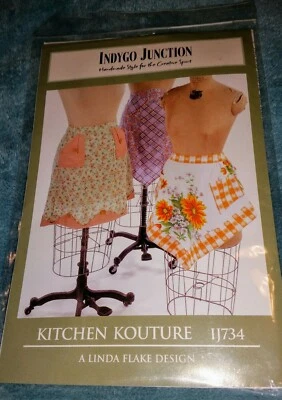 INDYGO JUNCTION APRON "KITCHEN KOUTURE" Sewing Pattern-Half Apron-Linda Flake - Image 1 of 2