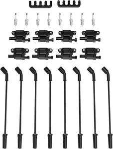 8PCS Square Ignition Coil & Spark Plug &Wires For Chevy Silverado 1500 Tahoe GMC - Picture 1 of 7