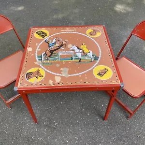 Vintage Roy Rogers 1950s Childrens Folding Table Chairs Dale Evans Cooey Rare - Picture 1 of 19