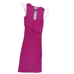 Olive + Oak Hot Pink Ribbed Bodycon Dress with Cutout Detail Sleeveless Size XS - Picture 1 of 8