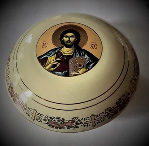 Pantocrater Icon on ceramic container made in Greece - Picture 1 of 4