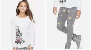 JUSTICE GIRLS Christmas sloth Tree SHIRT LEGGINGS Outfit Nwt Size 8 - Picture 1 of 3