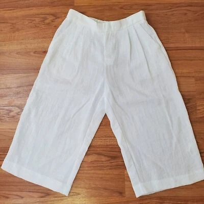 Karen Kane Lightweight Pants Size S White sparkle Pleated front Cropped Wide Leg - Image 1 of 4