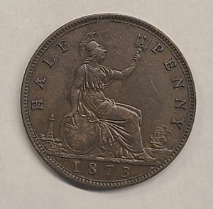 1873 Freeman-311 - OBV-7, REV-I - GB BRONZE HALF PENNY - AS IMAGED!! (BHP-142) - Picture 1 of 2