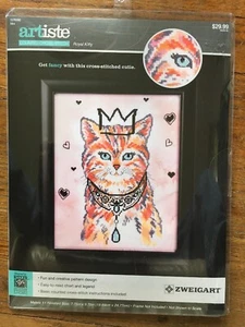 NUEVO en PAQUETE ARTISTA Punto de Cruz Contado “ROYAL KITTY” 7 3/4” X 9 3/4” - Imagen 1 de 4