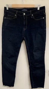 Calvin Klein Dark Jeans Distressed Hem Straight Leg Jeans-Casual-W31-L30-XL - Picture 1 of 16