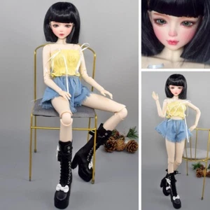 Voller Satz 1/3 Große BJD Puppe Mädchen Mit Schwarzen Kurzen Haar Mode Kleidung - Picture 1 of 24