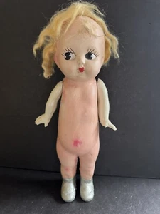 Vtg 15" Composite Kewpie Carnival Doll Original Wig Jointed Arms 1930s - Picture 1 of 24