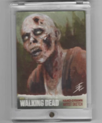 WALKING DEAD SEASON 4 WALKER SKETCH CARD BY ACCLAIMED ARTIST TIM PROCTOR  1/1! - Image 1 of 2