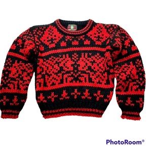 High Sierra Boys Sweater Size 8 Knit Pullover Red Black Pattern Long Sleeve Warm - Picture 1 of 12