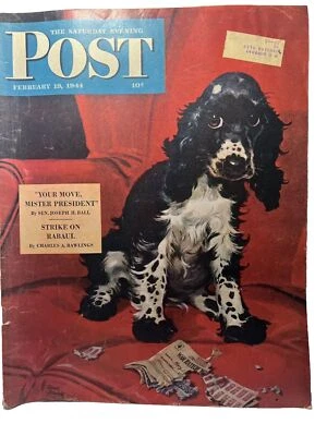 Saturday Evening Post - February 19, 1944 - Albert Staehle - Butch the dog cover Foto 1 de 4
