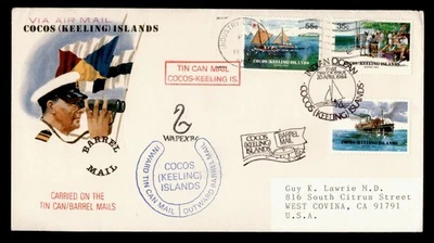 DR WHO 1984 COCOS KEELING ISLANDS FDC BARRIL LATA CORREO CACHÉ COMBO M61495 Foto 1 de 2