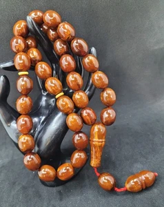 78,56gr Eigelb Antik Natur Royal Kahraman Bernstein Islamischer Rosenkranz Gebetsperle - Bild 1 von 13