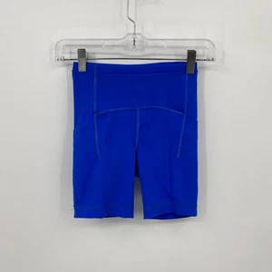 Lululemon Shorts Fast and Free High Rise 6" Solid Blue Logo Size 0 Womens - Picture 1 of 10