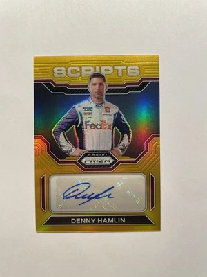 2023 Panini Prizm #S-DHM Denny Hamlin - Scripts Gold Auto 01/10 - Image 1 of 2