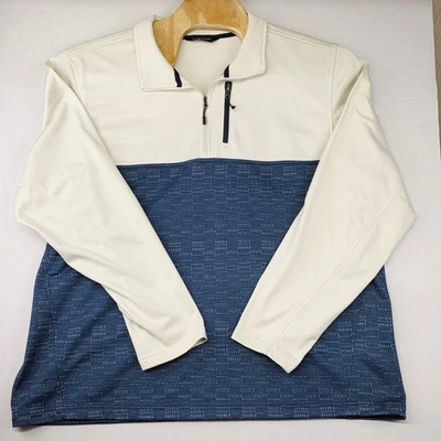The North Face Mens XXL Pullover Quarter Zip Beige Blue Patterned Jacket - Image 1 of 4