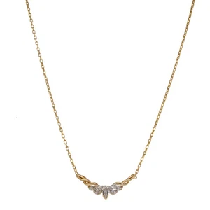 Pre-Owned 9ct Yellow Gold 19 Inch Diamond Set Wave Necklet 480mm(19") 9ct gol... - Picture 1 of 1