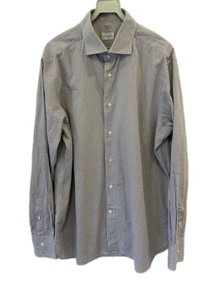 Camisa de vestir Ermenegildo Zegna para hombre 44 17,5 L calce ajustado algodón a cuadros #C13 Foto 1 de 4