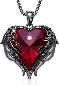 Halsband alas angel de mujer piedra natal corazon amor regalo aniversario joya - Bild 1 von 12