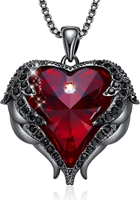 Collar alas angel de mujer piedra natal corazón amor regalo aniversario joya Foto 1 de 4