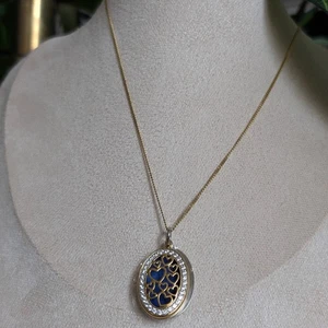 Sterling Silver Locket Necklace H Samuel Blue Gold Plated Photo - Picture 1 of 11