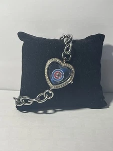 Chicago Cubs MLB Heart Stainless-Steel Bracelet Watch by Game Time NEW - Picture 1 of 4