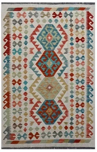 152 x 98cm White Kilim Rug 3x5 Small Handmade Wool Flatweave Tribal Lounge Decor - Picture 1 of 7