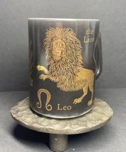 Tazza Vetro Federale Vintage Nero Leone Leone Vetro Zodiaco Astrologia Prova di Calore USA - Foto 1 di 13