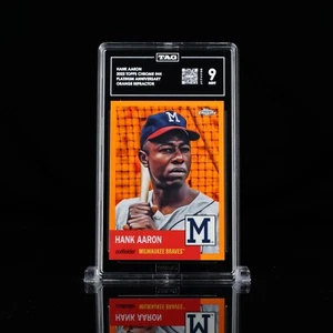 TAG 9 ๐ 2022 Topps Chrome Platinum #44 Hank Aaron Orange Refractor /25 - Picture 1 of 4