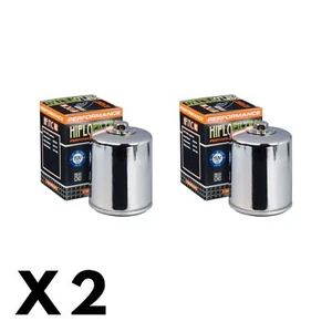 2 Pack Hiflo Chrome Oil Filter for Harley 1584 Cross Bones 96/FLSTSB 2008-2009 ( - Picture 1 of 1