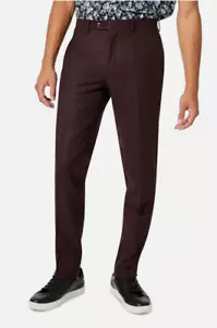 Tallia Vane Mens Plaid Wool Suit Pants Dark Red Size 30X32 4265 - Picture 1 of 3