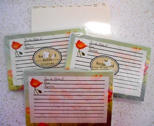 POPPY FLOWERS Lot of 3 Lined Counter Art Recipe Cards 72 Ct & Index Meadow Suite - Picture 1 of 5
