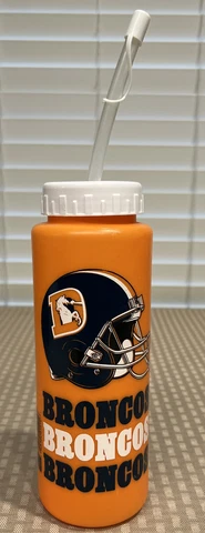 NFL Denver Broncos Sports Water Bottle & Straw Vintage 1980’s Cover