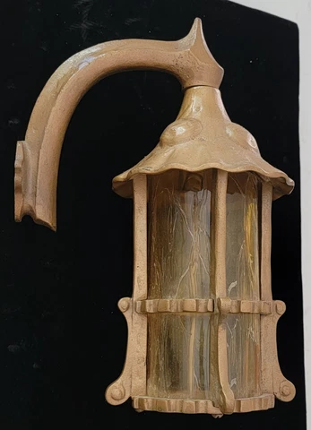 Custom Arts & Crafts Cast Metal Outdoor 11" Wall Sconce Lantern w/Glass Shade Cover