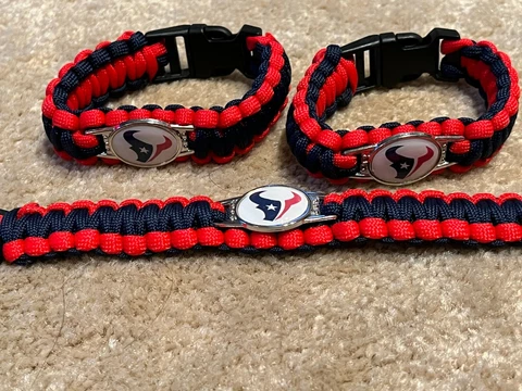 Lot of 3 Paracord Survival Bracelet NFL  Houston Texans Braided Rope Cover